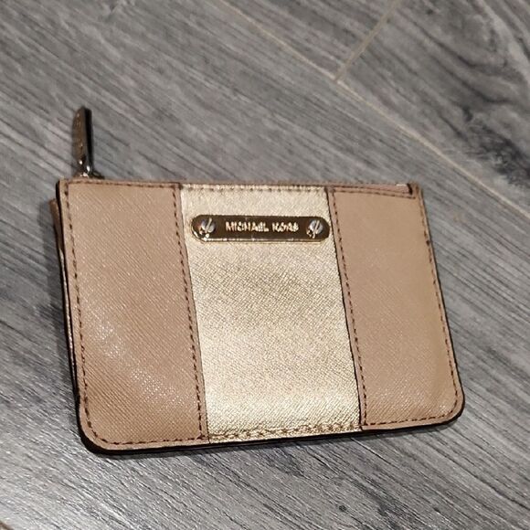 MICHAEL Michael Kors Handbags - Michael Kors Mini Gold/Taupe Jetset Wallet